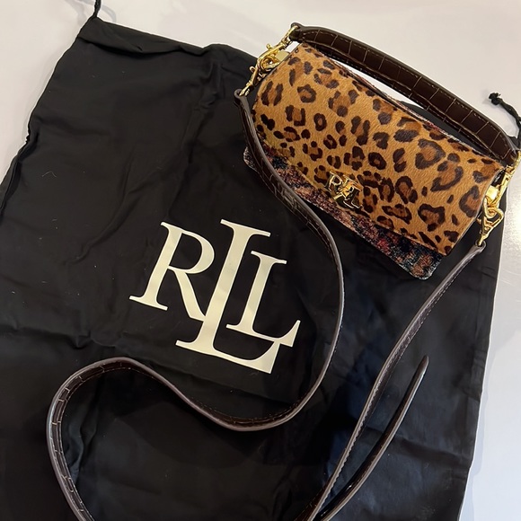 Lauren Ralph Lauren Crocodile Leather Cheetah Crossbody Handbag - Picture 8 of 8